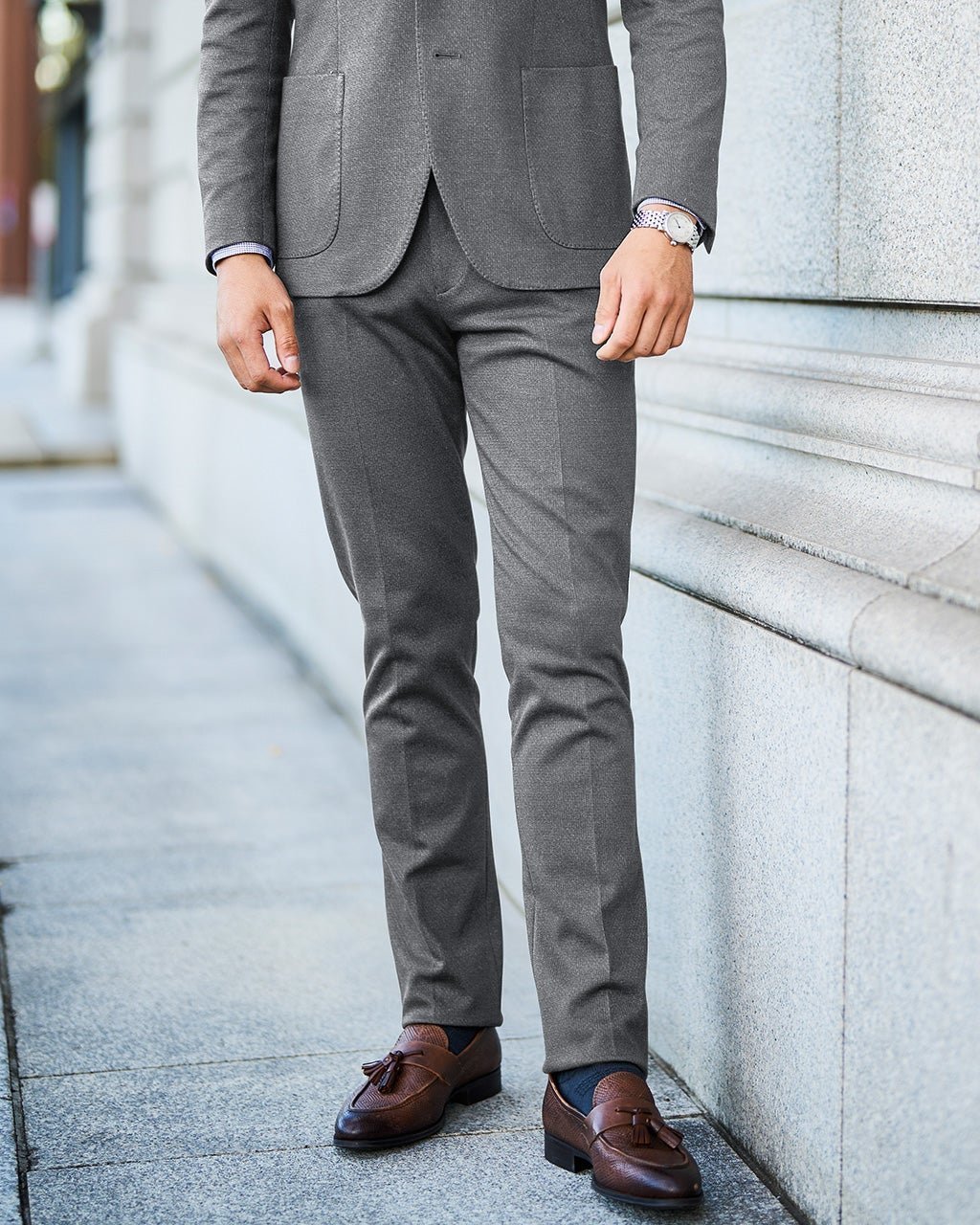 【ドゥクラッセ/DoCLASSE / MEN】の洗える伸びるいち崩し柄ジャージテーパードノータック インテリア・キッズ・メンズ・レディースファッション・服の通販 founy(ファニー) 　ファッション　Fashion　メンズファッション　MEN　ボトムス　Bottoms/Men　カーディガン　Cardigan　ジャージ　Jersey　ストレッチ　Stretch　スリム　Slim　バランス　Balance　メンズ　Mens　モダン　Modern　エレガント 上品　Elegant　洗える　Washable　チャコール|ID: prp329100004350844 ipo3291000000030383493