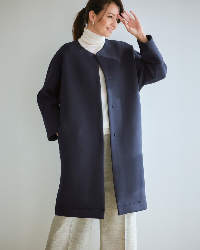 【ドゥクラッセ/DoCLASSE】のエアーライトフォルム・ノーカラーコート インテリア・キッズ・メンズ・レディースファッション・服の通販 founy(ファニー) https://founy.com/ ファッション Fashion レディースファッション Fashion for Women アウター Coat / Outerwear Collection コート・ロングコート・ピーコート Long Coats, Peacoats & More なめらか Smooth, Silky Texture ビジネス 仕事 通勤 Business / Work / Commuting 秋 Autumn |ID: prp329100004350855 ipo3291000000033887141
