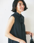 【ドゥクラッセ/DoCLASSE】の二重織り・ドットボウタイブラウス ブラック|ID: prp329100004350874 ipo3291000000032636711
