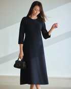 【ドゥクラッセ/DoCLASSE】のミラノリブ・フィット&フレアワンピース ミッドナイトブルー|ID: prp329100004350878 ipo3291000000034630050