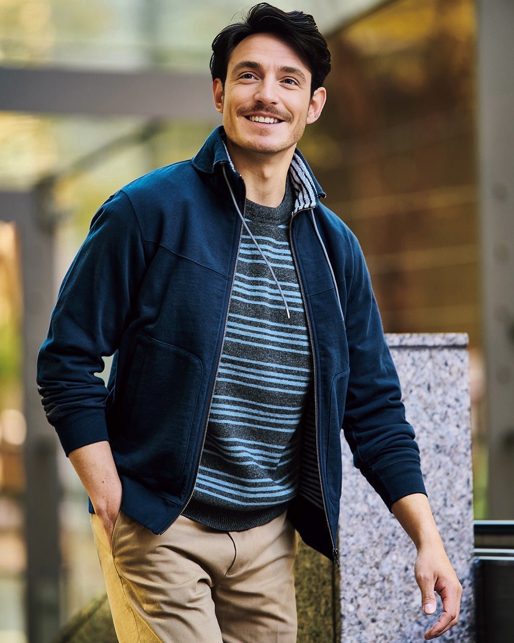 【ドゥクラッセ/DoCLASSE / MEN】の2WAYスウェットマリンパーカ インテリア・キッズ・メンズ・レディースファッション・服の通販 founy(ファニー) 　ファッション　Fashion　メンズファッション　MEN　インナー　Inner　カットソー　Cut And Sew　ジャケット　Jacket　スタンド　Stand　ベスト　Vest　ボーダー　Border　メンズ　Mens　ネイビー|ID: prp329100004350880 ipo3291000000030383737
