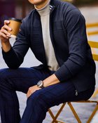 【ドゥクラッセ/DoCLASSE / MEN】の楽ケアジャガード編みフルジップ ネイビー|ID: prp329100004350881 ipo3291000000030383746