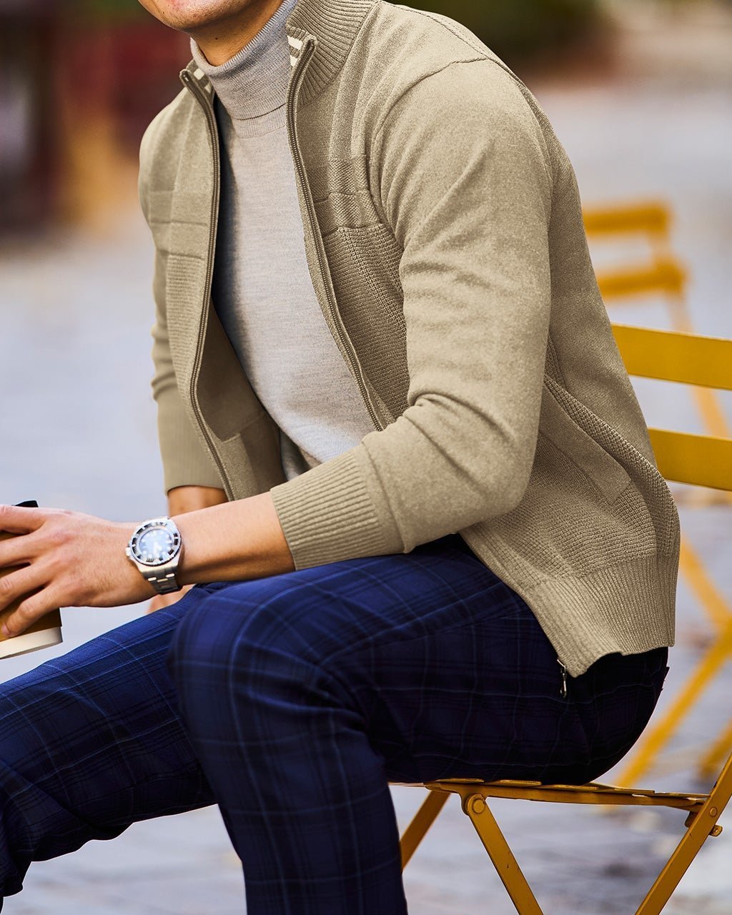 【ドゥクラッセ/DoCLASSE / MEN】の楽ケアジャガード編みフルジップ インテリア・キッズ・メンズ・レディースファッション・服の通販 founy(ファニー) 　ファッション　Fashion　メンズファッション　MEN　カットソー　Cut And Sew　ジャカード　Jacquard　ジャケット　Jacket　ストレッチ　Stretch　プリント　Print　ベスト　Vest　ベーシック　Basic　ボーダー　Border　メンズ　Mens　エレガント 上品　Elegant　軽量　Lightweight　シャンパン|ID: prp329100004350881 ipo3291000000030383749