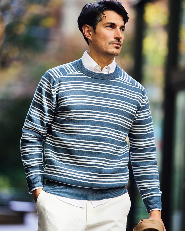 【ドゥクラッセ/DoCLASSE / MEN】のインディゴ調ボーダーマリンクルー インテリア・キッズ・メンズ・レディースファッション・服の通販 founy(ファニー) https://founy.com/ ファッション Fashion メンズファッション MEN インディゴ Indigo ジャケット Jacket セーター Sweater ボーダー Border メンズ Mens 春 Spring 秋 Autumn/Fall |ID: prp329100004350882 ipo3291000000030383751