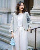 【ドゥクラッセ/DoCLASSE】のエアーフォルム・ノーカラーVジャケット ブルーグレー|ID: prp329100004350885 ipo3291000000036037516