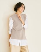 【ドゥクラッセ/DoCLASSE】のウォッシャブルニット・スタンドカラーベスト ライトトープ|ID: prp329100004350906 ipo3291000000036037541