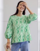 【ドゥクラッセ/DoCLASSE】のボタニカルジャカード・フレアブラウス グリーン・パターン|ID: prp329100004363399 ipo3291000000036009835