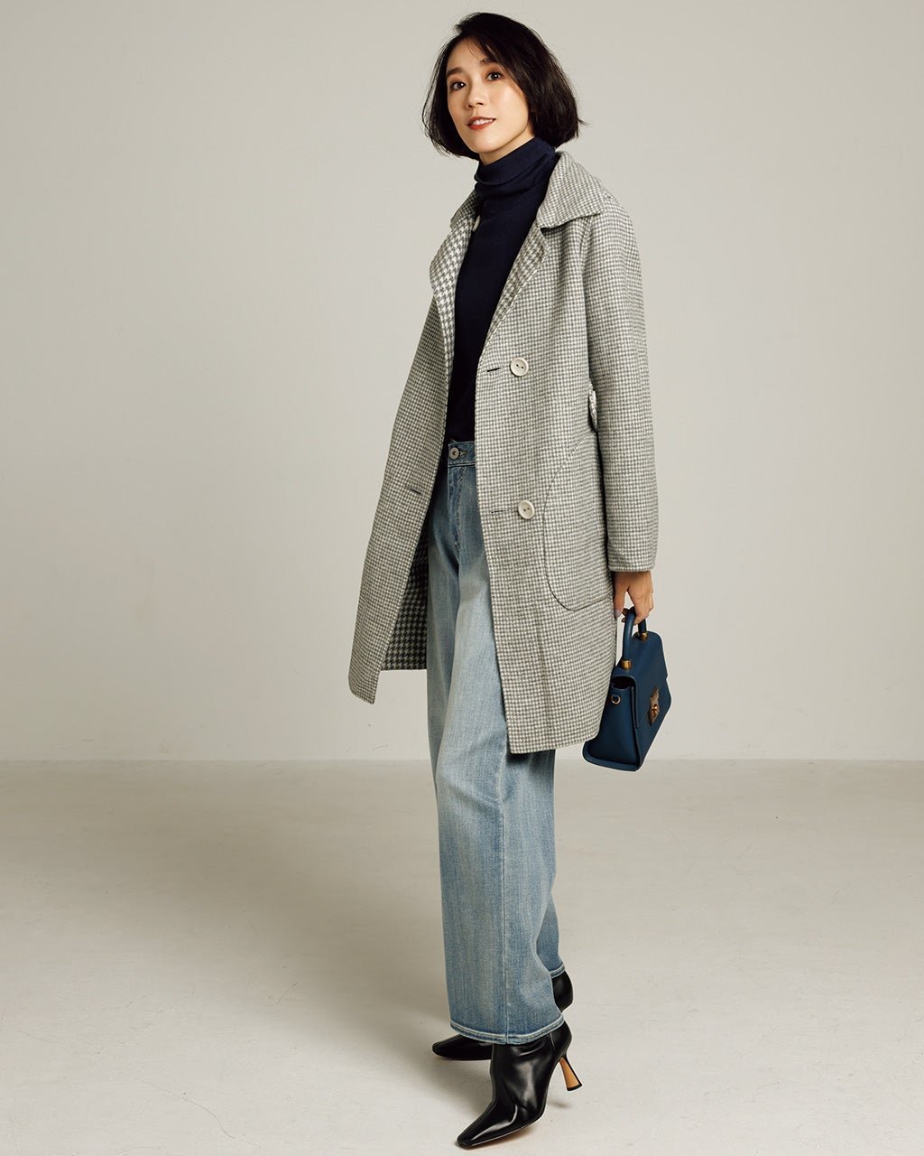 【ドゥクラッセ/DoCLASSE】のダブルフェイス・リバーステンカラーコート インテリア・キッズ・メンズ・レディースファッション・服の通販 founy(ファニー) 　ファッション　Fashion　レディースファッション　WOMEN　アウター　Coat Outerwear　コート　Coats　エレガント 上品　Elegant　シンプル　Simple　ダブル　Double　なめらか　Smooth　フェイス　Face　リバーシブル　Reversible　千鳥|ID: prp329100004373279 ipo3291000000030561268