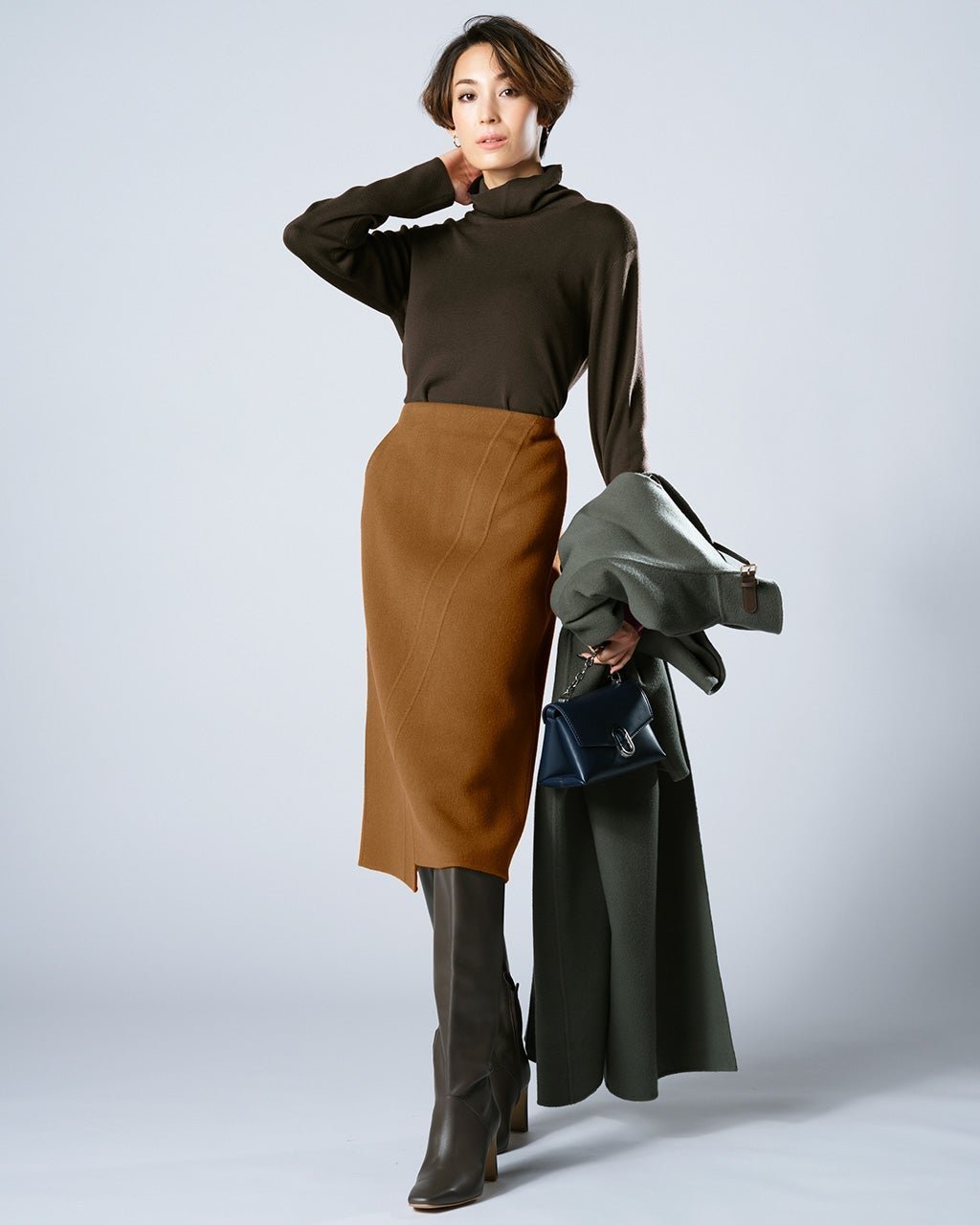 【ドゥクラッセ/DoCLASSE】のカシミヤ混ウールリバー・ラップ風スカート インテリア・キッズ・メンズ・レディースファッション・服の通販 founy(ファニー) 　ファッション　Fashion　レディースファッション　WOMEN　スカート　Skirt　なめらか　Smooth　カシミヤ　Cashmere　シンプル　Simple　セットアップ　Set Up　ラップ　Wrap　台形　Trapezoid　雑誌　Magazine　キャメル|ID: prp329100004383456 ipo3291000000030829301