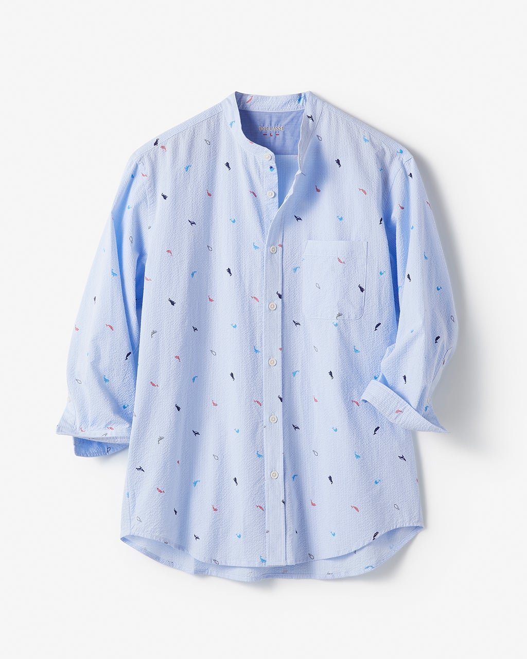【ドゥクラッセ/DoCLASSE / MEN】のライトコットンシアサッカーシャツ 7分袖 人気、トレンドファッション・服の通販 founy(ファニー) 　ファッション　Fashion　メンズファッション　Fashion for Men　スタンド　Stand Collar, Upright Stand　メンズ　Men's, Menswear　半袖　Short Sleeve, Half Sleeve　軽量　Lightweight, Ultra Light　長袖　Long Sleeve, Full Sleeve　 other-1|ID: prp329100004385193 ipo3291000000033385483