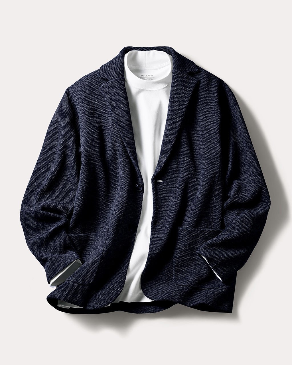 【ドゥクラッセ/DoCLASSE / MEN】の着心地ライト一重ニットジャケット インテリア・キッズ・メンズ・レディースファッション・服の通販 founy(ファニー) 　ファッション　Fashion　メンズファッション　MEN　カーディガン　Cardigan　ジャケット　Jacket　ポケット　Pocket　メンズ　Mens　リラックス　Relax　エレガント 上品　Elegant　鹿の子　Pique　ネイビー|ID: prp329100004387809 ipo3291000000032126486