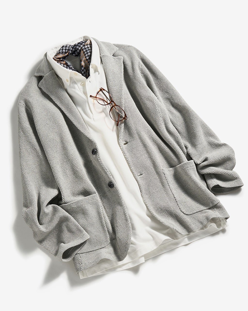 【ドゥクラッセ/DoCLASSE / MEN】の着心地ライト一重ニットジャケット インテリア・キッズ・メンズ・レディースファッション・服の通販 founy(ファニー) 　ファッション　Fashion　メンズファッション　MEN　カーディガン　Cardigan　ジャケット　Jacket　ポケット　Pocket　メンズ　Mens　リラックス　Relax　エレガント 上品　Elegant　鹿の子　Pique　グレー|ID: prp329100004387809 ipo3291000000032126488