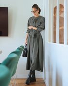 【ドゥクラッセ/DoCLASSE】のサキソニー・バンドカラーシャツワンピース 人気、トレンドファッション・服の通販 founy(ファニー) ファッション Fashion レディースファッション Fashion for Women ワンピース Dresses シャツワンピース / 1枚で着映えコーデ Shirt Dresses とろみ Fluid, Flowy Fabric インナー Innerwear シェイプ Shape, Slim Fit シンプル Simple, Minimal タートル Turtleneck, Turtle Collar thumbnail グレー|ID: prp329100004389391 ipo3291000000034169504