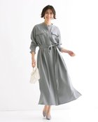 【ドゥクラッセ/DoCLASSE】のサキソニー・バンドカラーシャツワンピース 杢グレー|ID: prp329100004389391 ipo3291000000036009845