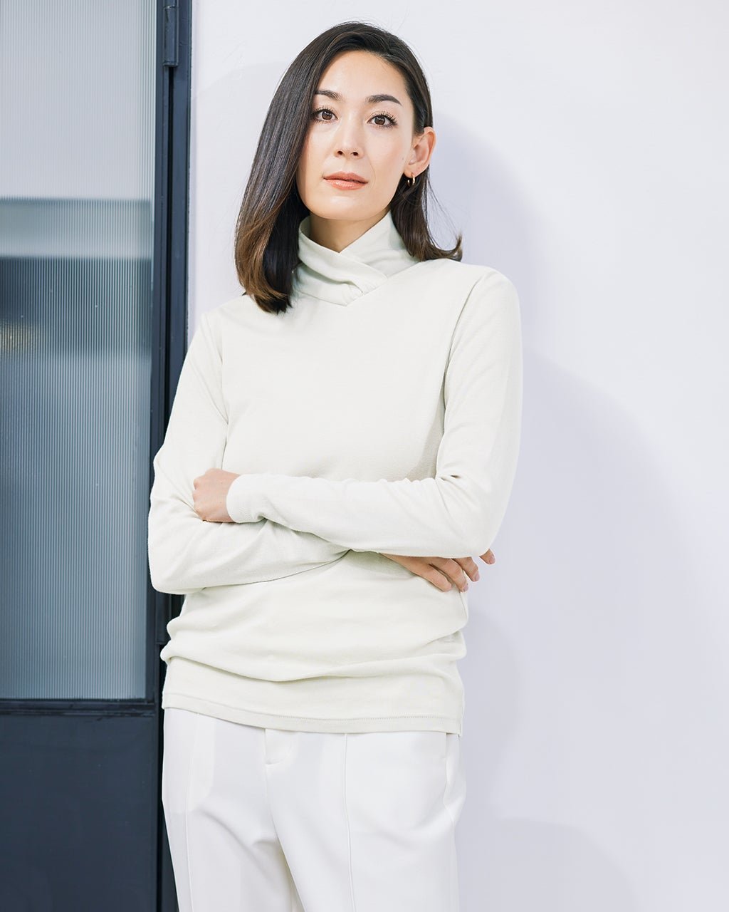 【ドゥクラッセ/DoCLASSE】のコットンガーゼ・クロスハイネック 人気、トレンドファッション・服の通販 founy(ファニー) 　ファッション　Fashion　レディースファッション　WOMEN　トップス・カットソー　Tops/Tshirt　シャツ/ブラウス　Shirts/Blouses　ロング / Tシャツ　T-Shirts　カットソー　Cut and Sewn　おすすめ　Recommend　インナー　Inner　カットソー　Cut And Sew　ハイネック　High Neck　 other-1|ID: prp329100004392214 ipo3291000000031054825