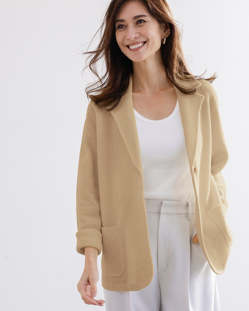 【ドゥクラッセ/DoCLASSE】の鹿の子ニット・テーラードジャケット 人気、トレンドファッション・服の通販 founy(ファニー) 　ファッション　Fashion　レディースファッション　Fashion for Women　アウター　Coat / Outerwear Collection　レディースジャケット・軽アウター　Jackets　テーラードジャケット / 通勤・きれいめスタイル　Tailored Jackets & Blazers　カーディガン　Cardigan, Knitwear　ジャケット　Jacket, Outerwear　ダウン　Down, Puffer　エレガント 上品　Elegant　人気　Popular, Best Seller　春　Spring　鹿の子　Piqué, Kanoko Fabric　 other-1|ID: prp329100004392221 ipo3291000000031780424