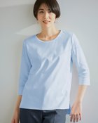 【ドゥクラッセ/DoCLASSE】のビーズトリムクルーネック/7分袖・ドゥクラッセTシャツ ペールブルー|ID:prp329100004392247