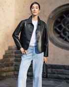 【ドゥクラッセ/DoCLASSE】のラムナッパレザー・衿つきジャケット ブラック|ID: prp329100004392261 ipo3291000000030709565