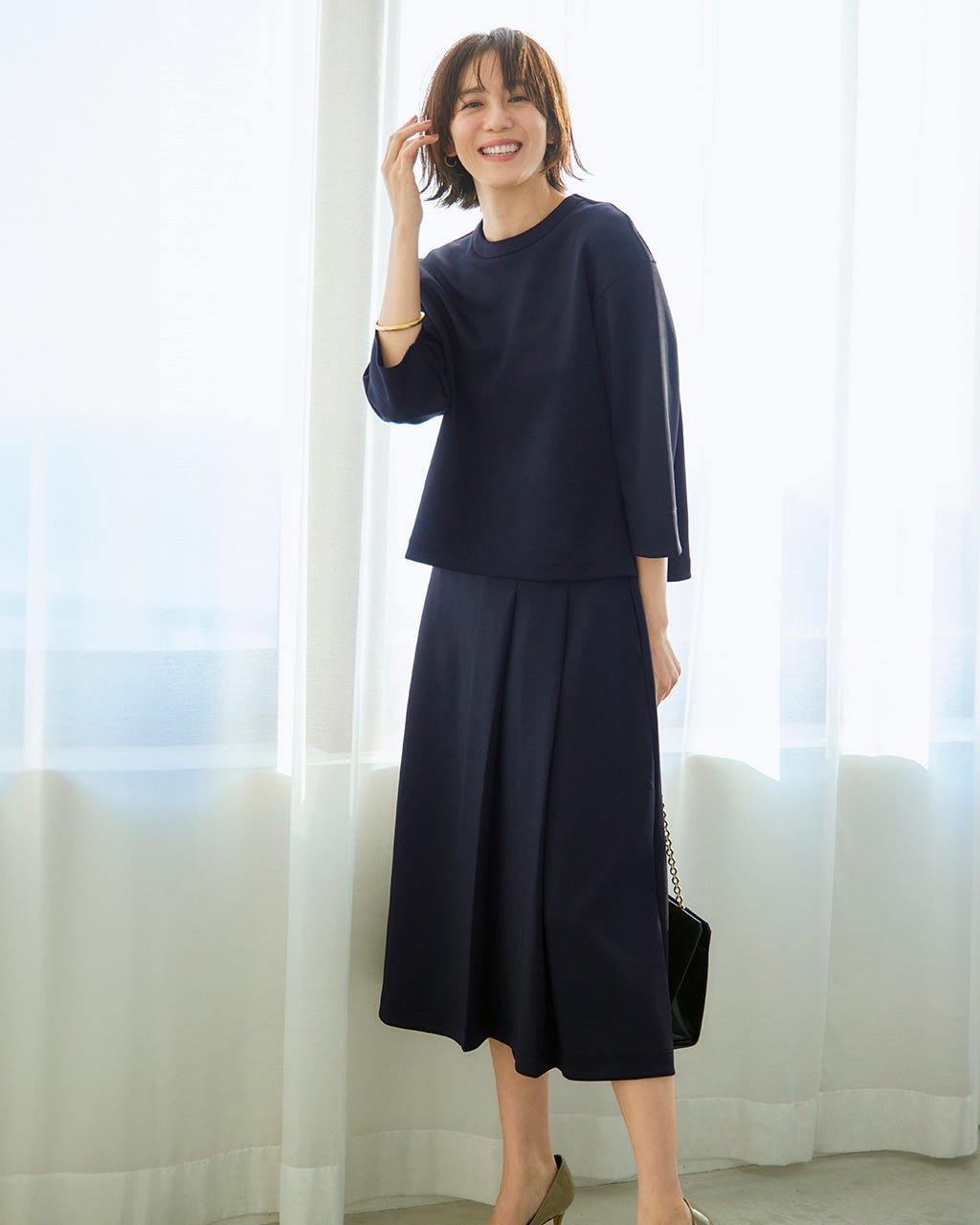 【ドゥクラッセ/DoCLASSE】のダブル編みジャージー・アシメタックスカート 人気、トレンドファッション・服の通販 founy(ファニー) 　ファッション　Fashion　レディースファッション　WOMEN　スカート　Skirt　ジャージー　Jersey　ストレッチ　Stretch　セットアップ　Set Up　ダブル　Double　フロント　Front　ポケット　Pocket　ミモレ　Mimore　エレガント 上品　Elegant　無地　Plain Color　 other-1|ID: prp329100004392308 ipo3291000000030778959