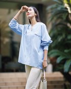 【ドゥクラッセ/DoCLASSE】の高密度コットン・オーバーブラウス サックス|ID: prp329100004392317 ipo3291000000030709926