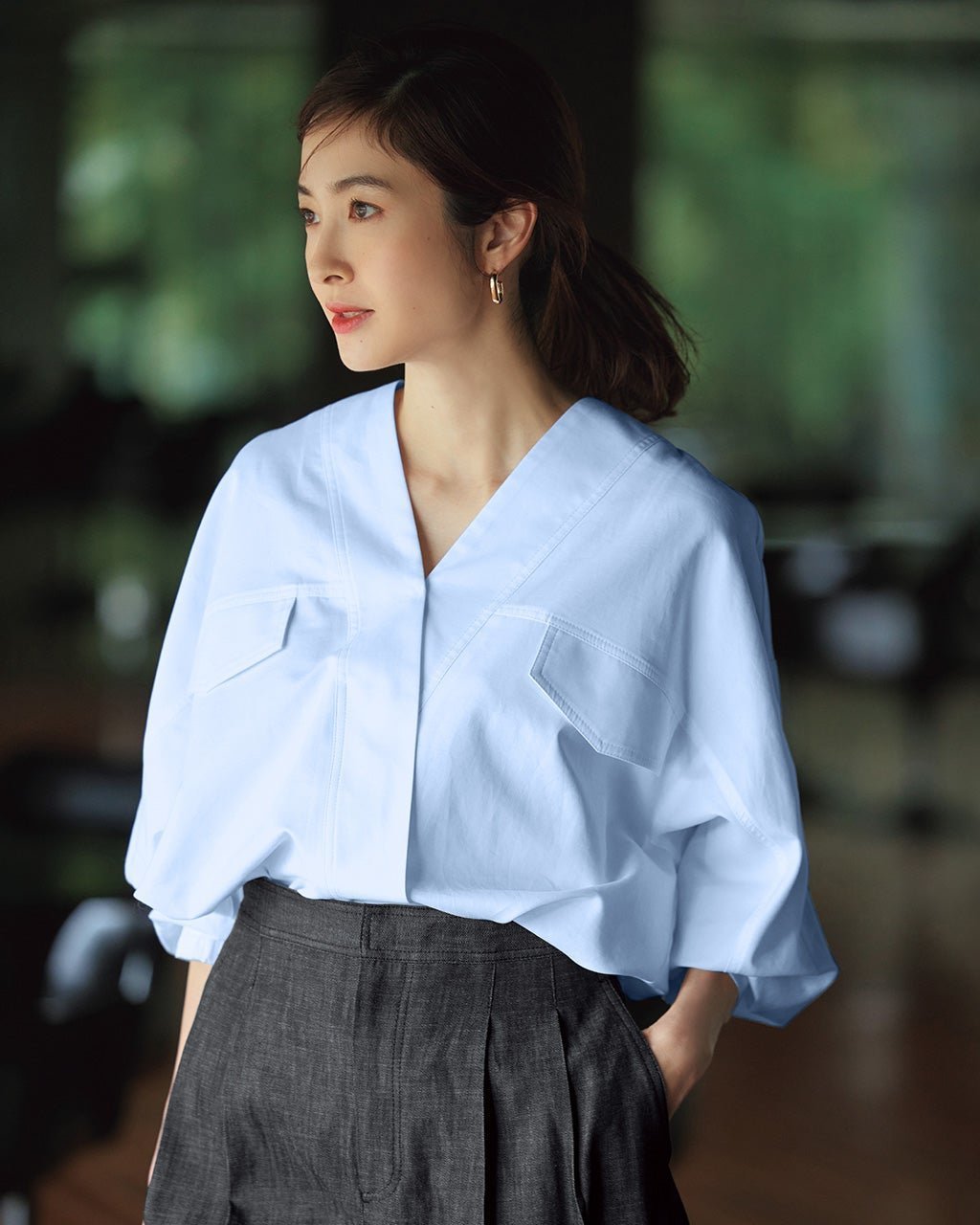 【ドゥクラッセ/DoCLASSE】の高密度コットン・オーバーブラウス 人気、トレンドファッション・服の通販 founy(ファニー) 　ファッション　Fashion　レディースファッション　Fashion for Women　トップス・カットソー　Cut & Sew Tops　シャツ・ブラウス・オフィスカジュアル　Elegant Blouses & Button-Ups　タイプライター　Typewriter Fabric, Crisp Cotton　フラップ　Flap, Flap Pocket　 other-1|ID: prp329100004392317 ipo3291000000031606242