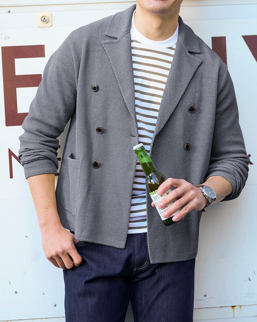 【ドゥクラッセ/DoCLASSE / MEN】の着心地ライト一重ニットジャケット/ダブル インテリア・キッズ・メンズ・レディースファッション・服の通販 founy(ファニー) 　ファッション　Fashion　メンズファッション　MEN　ジャケット　Jacket　ダブル　Double　ベスト　Vest　ボックス　Box　ポケット　Pocket　メンズ　Mens　インディゴ|ID: prp329100004392351 ipo3291000000030710127