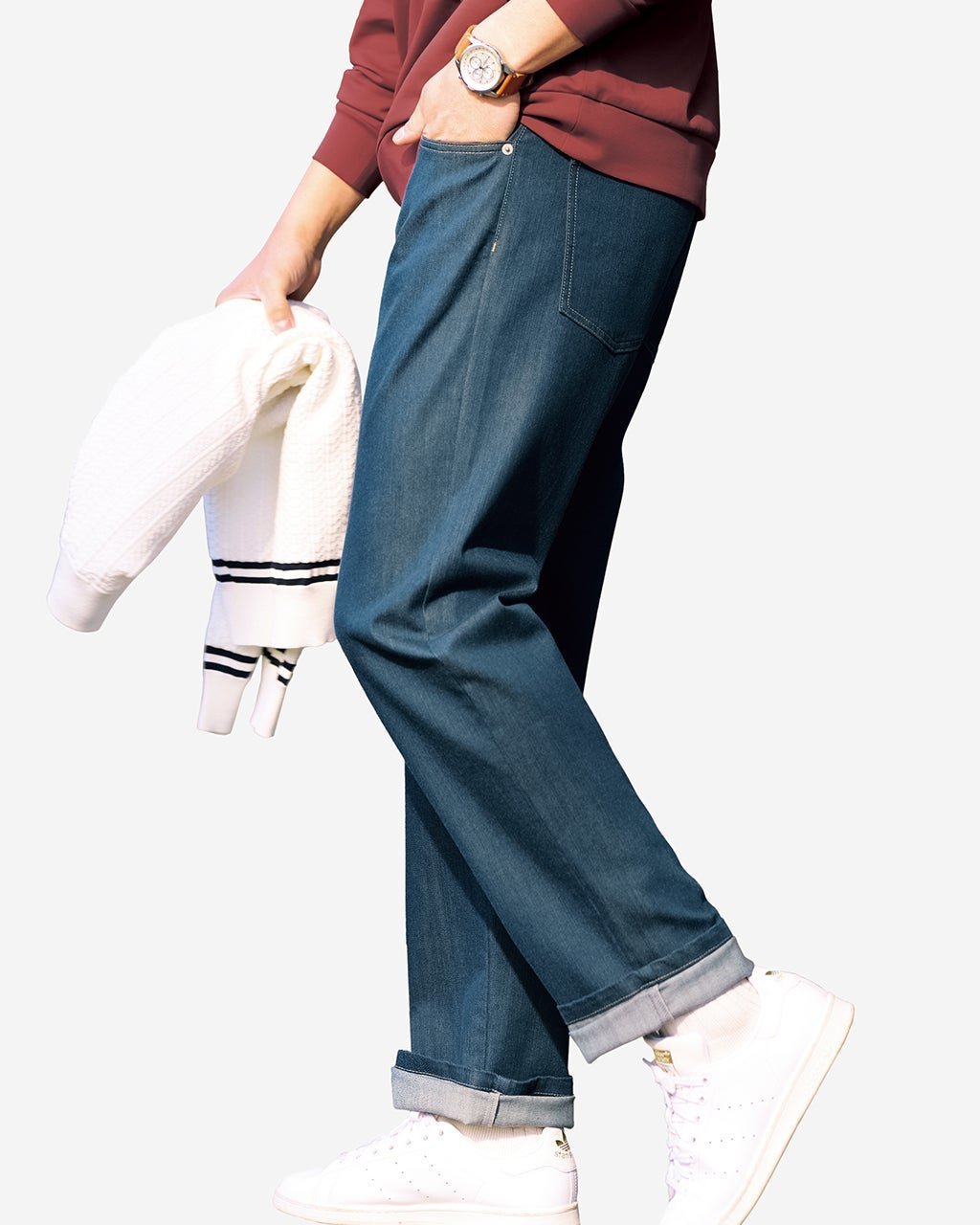 【ドゥクラッセ/DoCLASSE / MEN】の洗っても色あせにくいデニム風5ポケット インテリア・キッズ・メンズ・レディースファッション・服の通販 founy(ファニー) 　ファッション　Fashion　メンズファッション　Fashion for Men　ボトムス　Bottoms　インディゴ　Indigo Denim　デニム　Denim, Jeans Material　ポケット　Pocket, Pocket Detail　メンズ　Men's, Menswear　エレガント 上品　Elegant　ライトインディゴ|ID: prp329100004392353 ipo3291000000033578330