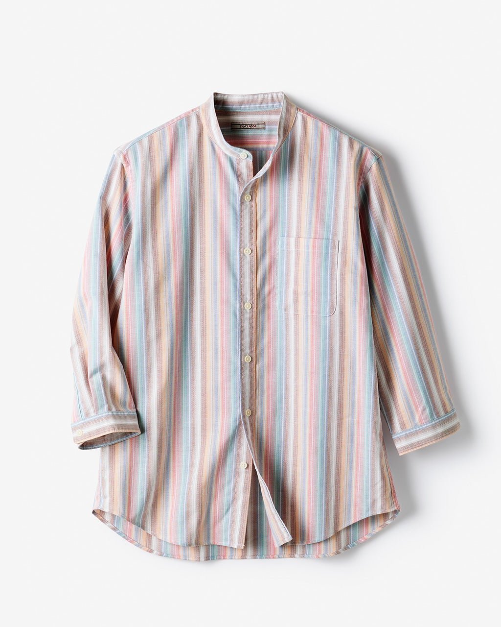 【ドゥクラッセ/DoCLASSE / MEN】のピュアファインオックスフォード7分袖 インテリア・キッズ・メンズ・レディースファッション・服の通販 founy(ファニー) 　ファッション　Fashion　メンズファッション　MEN　なめらか　Smooth　カーディガン　Cardigan　ジャケット　Jacket　スタンド　Stand　フィット　Fit　プリーツ　Pleats　ボックス　Box　メンズ　Mens　ヨーク　Yoke　エレガント 上品　Elegant　半袖　Short Sleeve　抗菌　Antibacterial　春　Spring　長袖　Long Sleeve　レインボー|ID: prp329100004392370 ipo3291000000030710225
