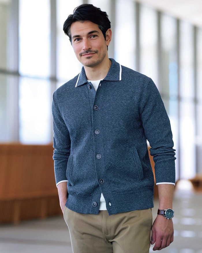 【ドゥクラッセ/DoCLASSE / MEN】のインディゴ調ボタンフロントカーディガン インテリア・キッズ・メンズ・レディースファッション・服の通販 founy(ファニー) https://founy.com/ ファッション Fashion メンズファッション Fashion for Men インディゴ Indigo Denim セーター Sweater, Knitwear ポケット Pocket, Pocket Detail メンズ Men's, Menswear エレガント 上品 Elegant 鹿の子 Piqué, Kanoko Fabric |ID: prp329100004392374 ipo3291000000036037797