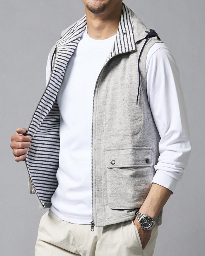 【ドゥクラッセ/DoCLASSE / MEN】の2WAYスウェットマリンベスト インテリア・キッズ・メンズ・レディースファッション・服の通販 founy(ファニー) https://founy.com/ ファッション Fashion メンズファッション Fashion for Men カットソー Cut and Sewn Top ジャケット Jacket, Outerwear スタンド Stand Collar, Upright Stand フラップ Flap, Flap Pocket ベスト Vest, Waistcoat ポケット Pocket, Pocket Detail メンズ Men's, Menswear 旅行 Travel 財布 Wallet, Purse |ID: prp329100004392381 ipo3291000000036037836