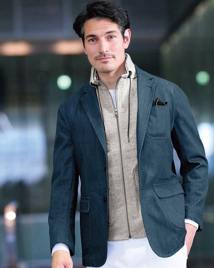 【ドゥクラッセ/DoCLASSE / MEN】の洗っても色あせにくいデニム風ジャケット インテリア・キッズ・メンズ・レディースファッション・服の通販 founy(ファニー) https://founy.com/ ファッション Fashion メンズファッション MEN インディゴ Indigo ジャケット Jacket ストレッチ Stretch テーラード Tailored デニム Denim パイピング Piping パッチ Patch フラップ Flap ベスト Vest ポケット Pocket メンズ Mens エレガント 上品 Elegant |ID: prp329100004392395 ipo3291000000030710364