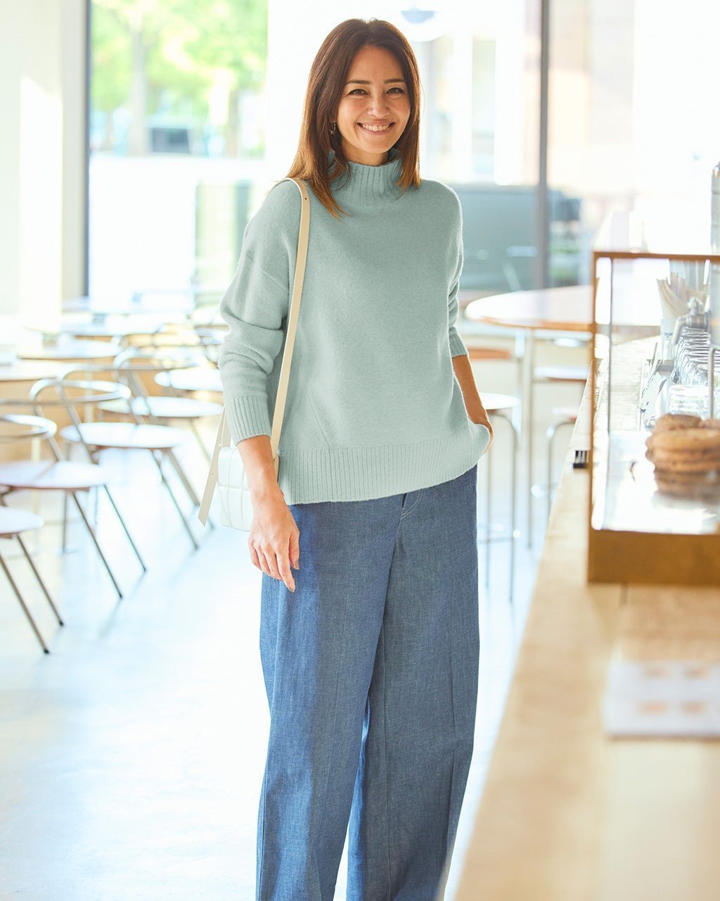 【ドゥクラッセ/DoCLASSE】のストレッチタム・ハイネックニット インテリア・キッズ・メンズ・レディースファッション・服の通販 founy(ファニー) 　ファッション　Fashion　レディースファッション　Fashion for Women　トップス・カットソー　Cut & Sew Tops　ニット　Knit Tops & Sweaters　サマー　Summer, Summer Style　ペールブルー|ID: prp329100004398330 ipo3291000000032187274