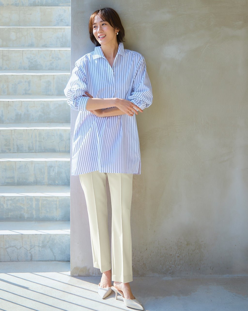 【ドゥクラッセ/DoCLASSE】のメランジWクロス・美脚ストレート/72cm インテリア・キッズ・メンズ・レディースファッション・服の通販 founy(ファニー) 　ファッション　Fashion　レディースファッション　WOMEN　パンツ　Pants　オケージョン　Occasion　ストレッチ　Stretch　ストレート　Straight　パターン　Pattern　ベスト　Vest　メランジ　Melange　ビジネス 仕事 通勤　Business　オフホワイト|ID: prp329100004422284 ipo3291000000030880772