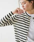 【ドゥクラッセ/DoCLASSE】の綿シルクニット・ボーダーカーディガン ブラック×ホワイト|ID: prp329100004424349 ipo3291000000032636549