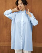 【ドゥクラッセ/DoCLASSE】のプチフリル・パールボタンチュニック 人気、トレンドファッション・服の通販 founy(ファニー) ファッション Fashion レディースファッション Fashion for Women トップス・カットソー Cut & Sew Tops シャツ・ブラウス・オフィスカジュアル Elegant Blouses & Button-Ups おすすめ Recommended / Our Picks クール Cool, Chic スタンド Stand Collar, Upright Stand チュニック Tunic, Long Top パール Pearl, Pearl Accent フェミニン Feminine, Girly フリル Frill, Ruffle thumbnail サックス|ID: prp329100004430398 ipo3291000000034788678