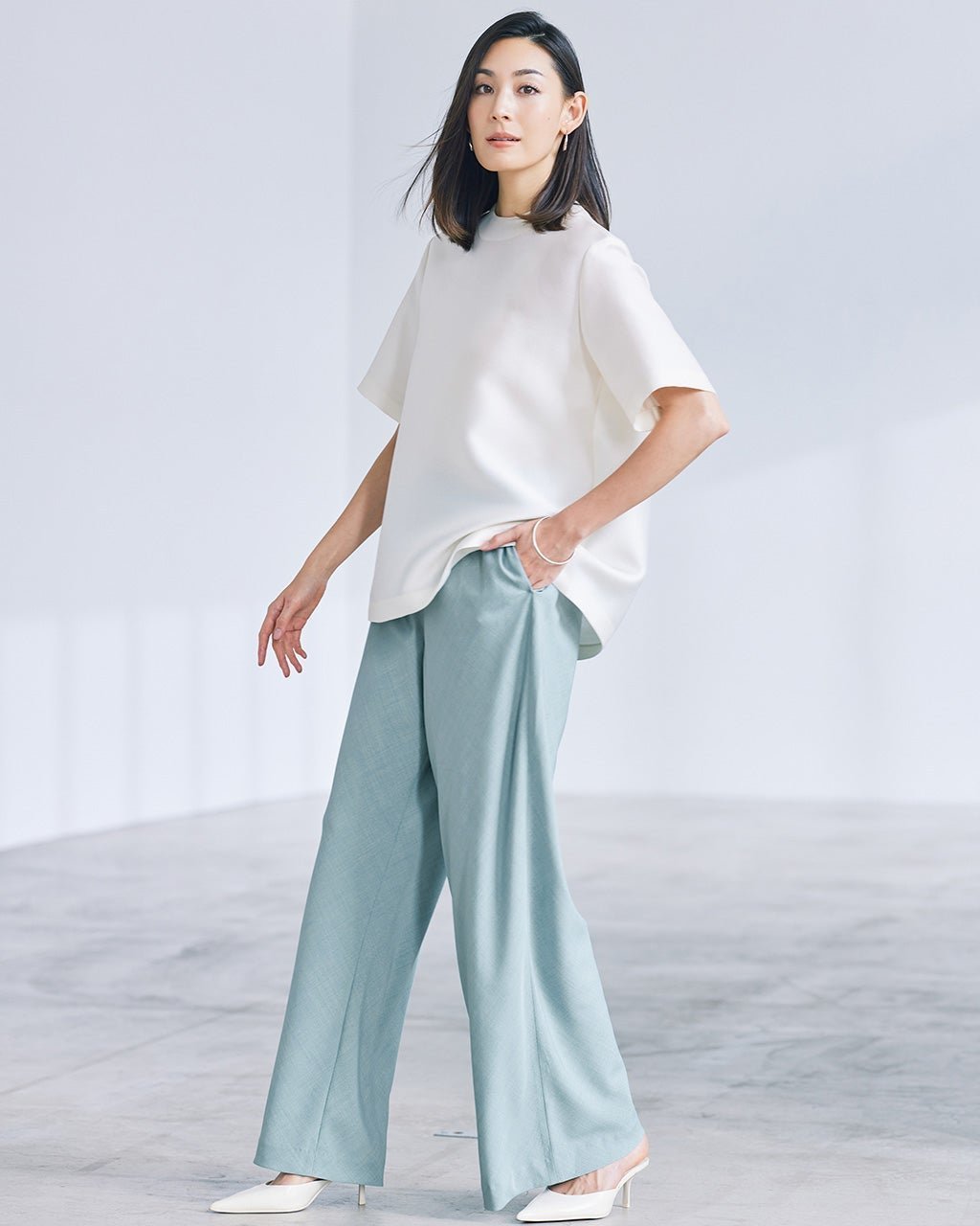 【ドゥクラッセ/DoCLASSE】のビューティバイアスパンツ/70㎝ インテリア・キッズ・メンズ・レディースファッション・服の通販 founy(ファニー) 　ファッション　Fashion　レディースファッション　WOMEN　パンツ　Pants　スマート　Smart　バイアス　Bias　ライトグリーン|ID: prp329100004433338 ipo3291000000030967118