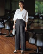 【ドゥクラッセ/DoCLASSE】のリアクティブデニム・タックワイドパンツ ネイビー|ID: prp329100004433354 ipo3291000000030967242