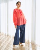 【ドゥクラッセ/DoCLASSE】のリアクティブデニム・タックワイドパンツ ブルー|ID: prp329100004433354 ipo3291000000030967245
