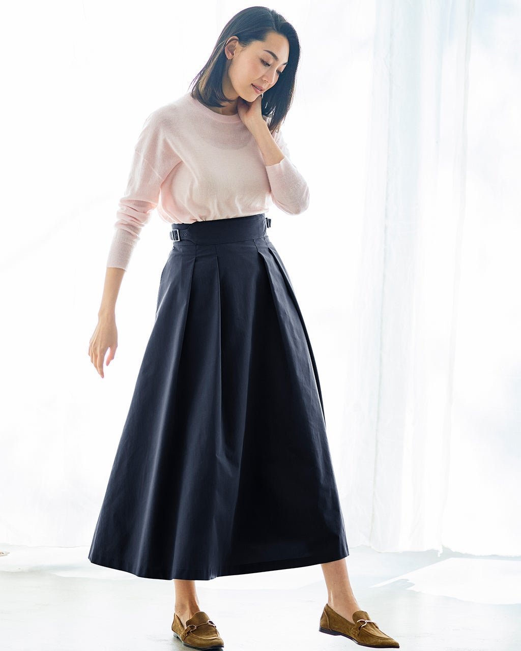 【ドゥクラッセ/DoCLASSE】のソフトチノ・グルカ風スカート インテリア・キッズ・メンズ・レディースファッション・服の通販 founy(ファニー) 　ファッション　Fashion　レディースファッション　WOMEN　スカート　Skirt　ロング　Long　ミッドナイトブルー|ID: prp329100004433400 ipo3291000000030967586