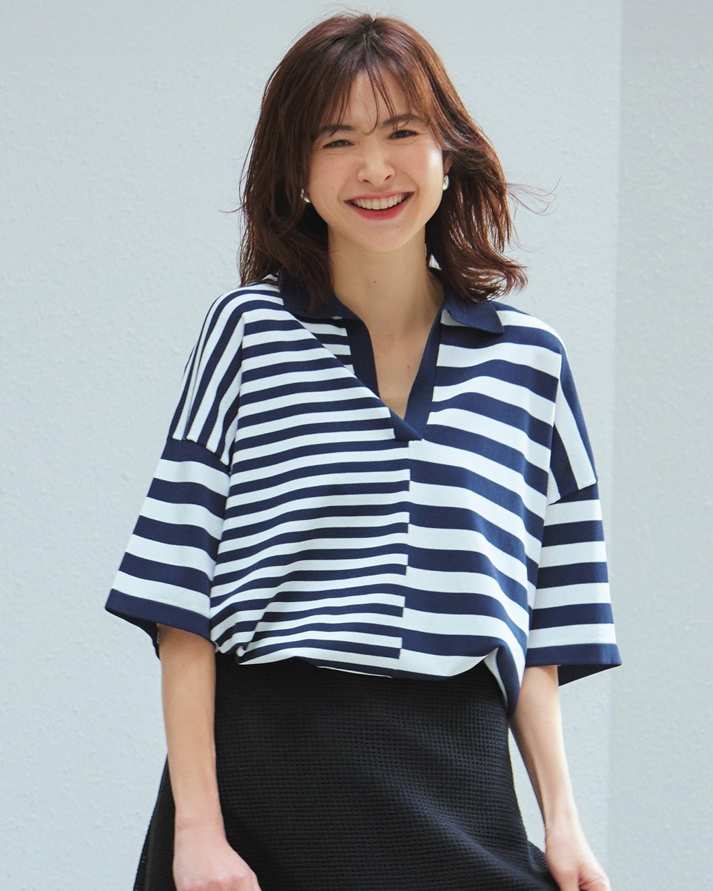 【ドゥクラッセ/DoCLASSE】の総針ドライニット・ボーダーポロトップス 人気、トレンドファッション・服の通販 founy(ファニー) 　ファッション　Fashion　レディースファッション　WOMEN　トップス・カットソー　Tops/Tshirt　ニット　Knit Tops　スマート　Smart　セーター　Sweater　フォルム　Form　ボーダー　Border　ランダム　Random　エレガント 上品　Elegant　夏　Summer　春　Spring　S/S・春夏　Ss・Spring/Summer　 other-1|ID: prp329100004433418 ipo3291000000031942732