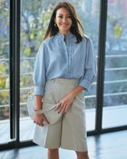 【ドゥクラッセ/DoCLASSE】のメルティーデニム・バンドカラーフリルブラウス 人気、トレンドファッション・服の通販 founy(ファニー) ファッション Fashion レディースファッション Fashion for Women トップス・カットソー Cut & Sew Tops シャツ・ブラウス・オフィスカジュアル Elegant Blouses & Button-Ups ジャケット Jacket, Outerwear スリーブ Sleeve, Long Sleeve / Short Sleeve フェミニン Feminine, Girly フリル Frill, Ruffle エレガント 上品 Elegant 人気 Popular, Best Seller 再入荷 Restock / Back in Stock thumbnail ライトインディゴ|ID: prp329100004433423 ipo3291000000034576285