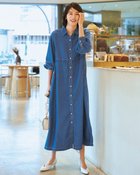 【ドゥクラッセ/DoCLASSE】のメルティーデニム・シャツワンピース アンティークインディゴ|ID:prp329100004433424