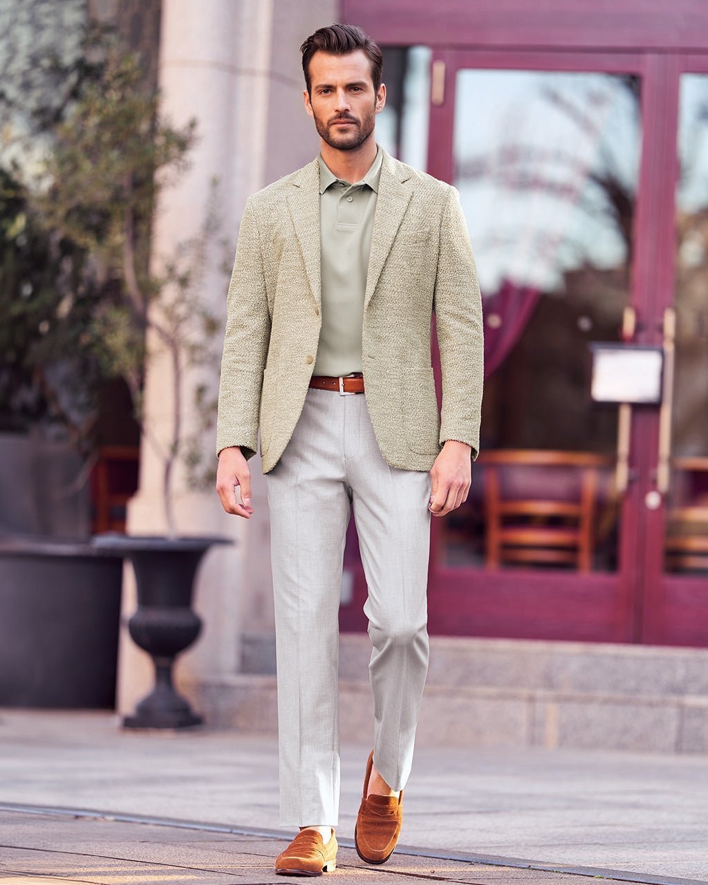 【ドゥクラッセ/DoCLASSE / MEN】の尾州プレミアム・接触冷感パンツテーパードノータック インテリア・キッズ・メンズ・レディースファッション・服の通販 founy(ファニー) 　ファッション　Fashion　メンズファッション　MEN　ボトムス　Bottoms/Men　ジャージ　Jersey　ストレッチ　Stretch　センター　Center　ツイード　Tweed　プレミアム　Premium　メンズ　Mens　ライトグレー|ID: prp329100004433458 ipo3291000000030967994