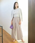 【ドゥクラッセ/DoCLASSE】のリネンタッチ・タックセミワイドパンツ68cm グレージュ|ID: prp329100004485521 ipo3291000000031619325