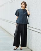 【ドゥクラッセ/DoCLASSE】のリネンタッチ・タックセミワイドパンツ68cm ブラック|ID: prp329100004485521 ipo3291000000031619326
