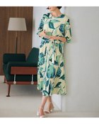 【ドゥクラッセ/DoCLASSE】のUVスラブ・プリーツワンピース/7分袖 ベージュ&times;ブルー|ID:prp329100004485524