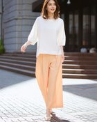 【ドゥクラッセ/DoCLASSE】のリネンタッチ・タックセミワイドパンツ64cm サーモンピンク|ID: prp329100004485532 ipo3291000000031619399
