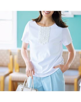 【ドゥクラッセ/DoCLASSE】のシフォンフリル/スーピマ・ドゥクラッセTシャツ 人気、トレンドファッション・服の通販 founy(ファニー) ファッション Fashion レディースファッション WOMEN トップス・カットソー Tops/Tshirt シャツ/ブラウス Shirts/Blouses ロング / Tシャツ T-Shirts カットソー Cut and Sewn カシミヤ Cashmere カットソー Cut And Sew カーディガン Cardigan シフォン Chiffon シンプル Simple ジャケット Jacket ダブル Double なめらか Smooth フェミニン Feminine フリル Frills フロント Front 夏 Summer |ID:prp329100004485537