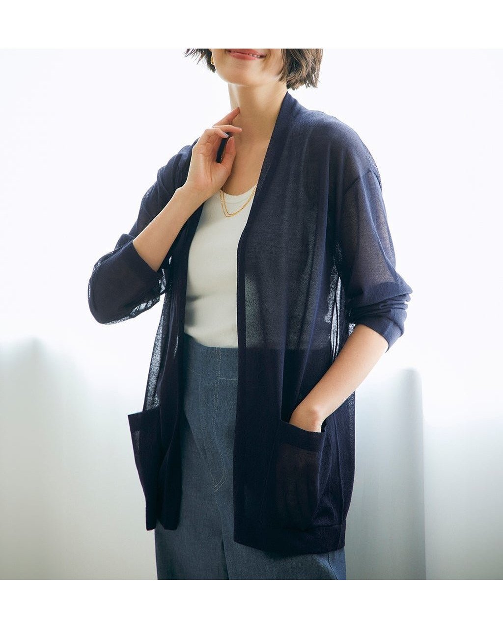 【ドゥクラッセ/DoCLASSE】のライトシアー・着流しカーディガン インテリア・キッズ・メンズ・レディースファッション・服の通販 founy(ファニー) 　ファッション　Fashion　レディースファッション　WOMEN　トップス・カットソー　Tops/Tshirt　カーディガン　Cardigans　NEW・新作・新着・新入荷　New Arrivals　カーディガン　Cardigan　ポケット　Pocket　ネイビー|ID: prp329100004485542 ipo3291000000031619455
