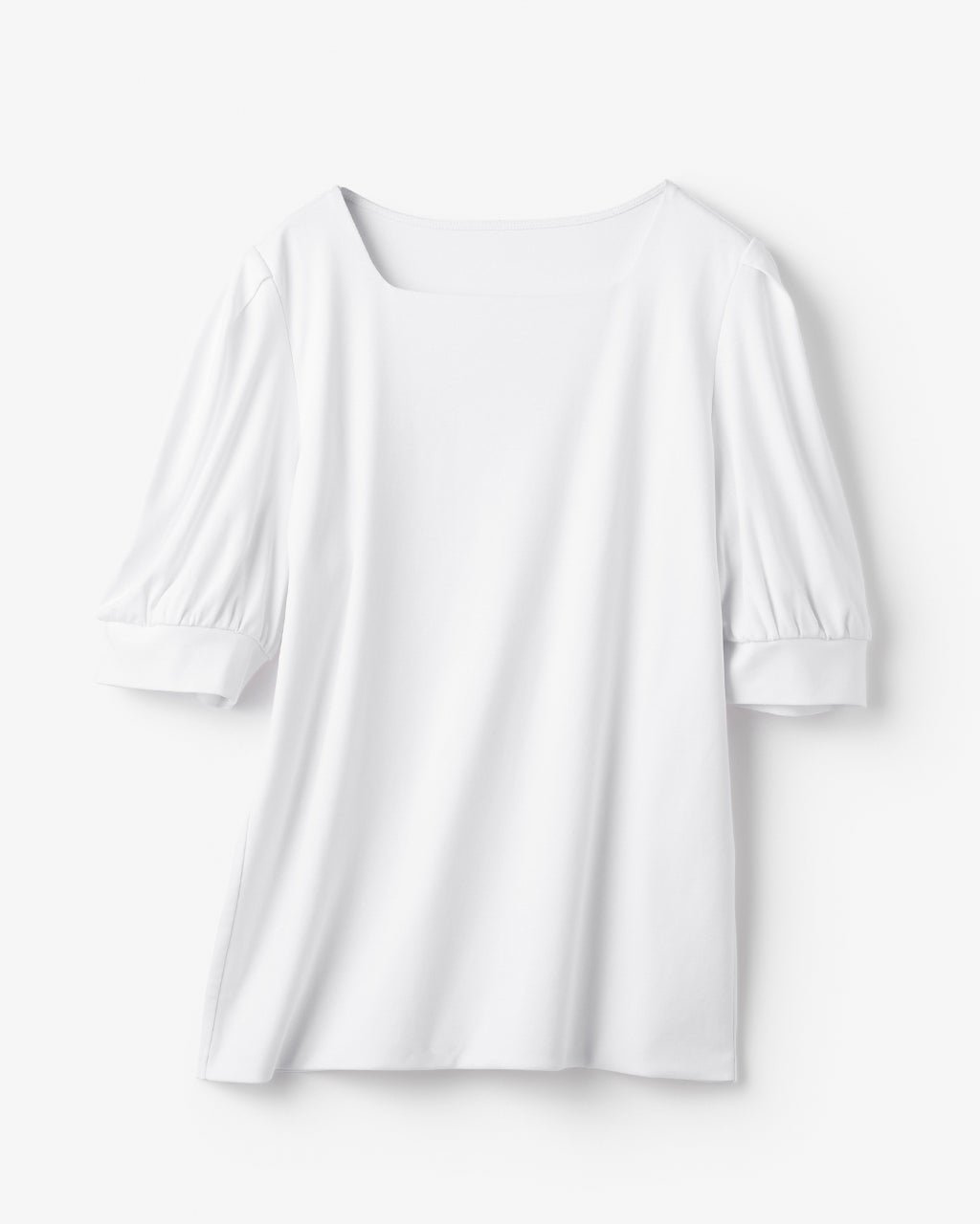 【ドゥクラッセ/DoCLASSE】のスクエアネック・パフ袖/スーピマ・ドゥクラッセTシャツ インテリア・キッズ・メンズ・レディースファッション・服の通販 founy(ファニー) 　ファッション　Fashion　レディースファッション　Fashion for Women　トップス・カットソー　Cut & Sew Tops　シャツ・ブラウス・オフィスカジュアル　Elegant Blouses & Button-Ups　ロングTシャツ・Tシャツ　Longline T-Shirts & Tees　カットソー・ベーシックTシャツ　Cut-and-Sewn Tops / Stretch Tees & Basics　カットソー　Cut and Sewn Top　カフス　Cuff Design　シフォン　Chiffon, Lightweight Fabric　シンプル　Simple, Minimal　スクエア　Square, Square Shape　スリーブ　Sleeve, Long Sleeve / Short Sleeve　ダブル　Double, Double-Breasted　なめらか　Smooth, Silky Texture　フェミニン　Feminine, Girly　フリル　Frill, Ruffle　フロント　Front, Front Design　夏　Summer　ホワイト|ID: prp329100004485547 ipo3291000000033500322